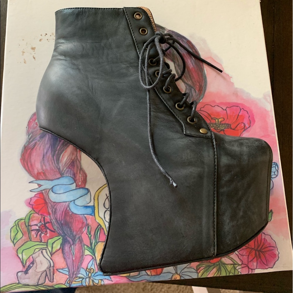 Jeffrey Cambell heels Nite Lita black distressed